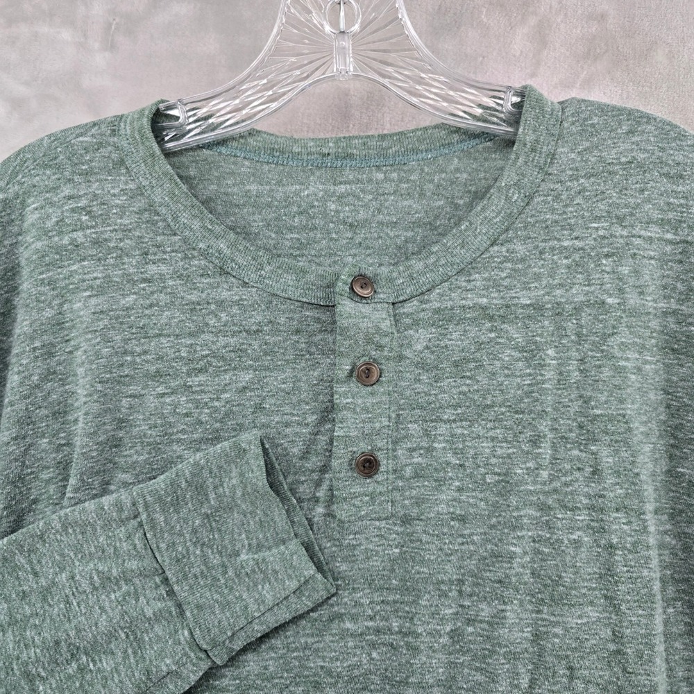 Gustin Henley Men Large Green Long Sleeve Tri-blend Made in USA Heathered Shirt